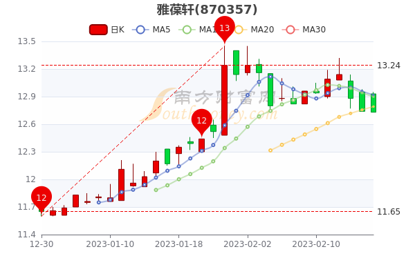 2月17日雅葆轩午后跌0.08%，股价多少钱一股，让你搞明白