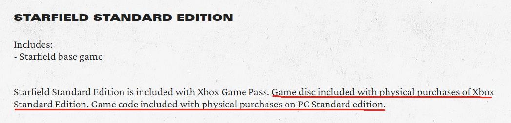 B社澄清确认：《星空》仅Xbox实体标准版包含游戏光盘