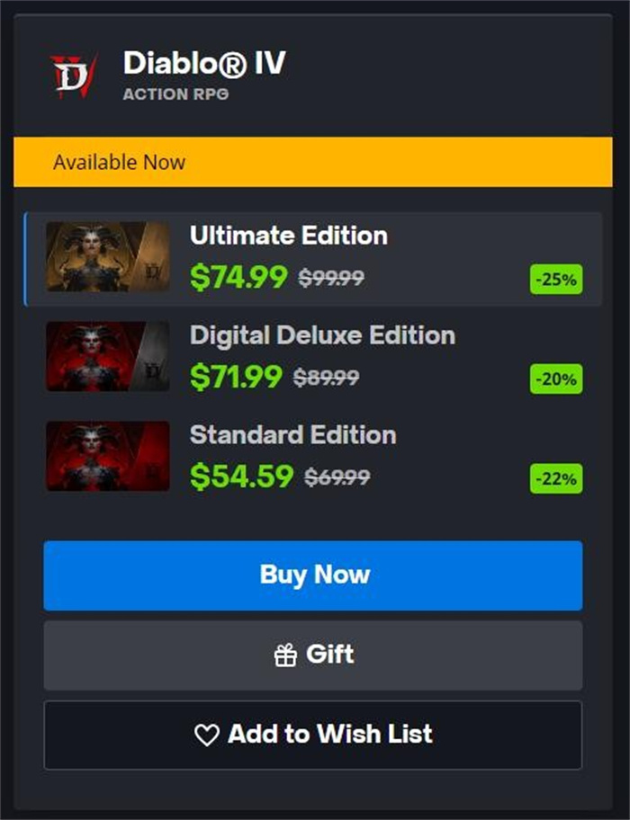 发售未满三个月 《暗黑破坏神4》首次打折优惠促销